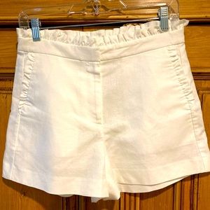 NWT J Crew white linen ruffle shorts sz 2